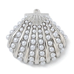 Платина Стойки обшивки латунные подвески, с пластмассовой жемчужиной abs, долговечный, без свинца и без кадмия, гребешок, платина, 31x32x11 мм, отверстие : 1.4 мм