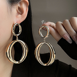 Ring Железа болтаться серьги, золотые, кольцо, 95x51 мм