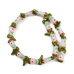 Цветок Бусины из стеклянной эмали, окрашенные в технике запекания, цветок, 23x16.5~17x7.5~8.5 мм, отверстие : 0.8~1.2 мм