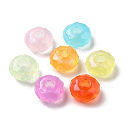 Mixed Color Transparent Acrylic Beads, Large Hole Beads, Faceted, Rondelle, Mixed Color, 14x8mm, Hole: 4.7mm
