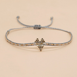 Гейнсборо Браслеты ручной работы из бисера Miyuki в форме сердца, плетеные из бисера, для женщин., Регулируемые браслеты дружбы, светло-серые