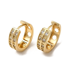 Light Gold Серьги-кольца из латуни с микропаве из кубического циркония, золотой свет, 17x5.5 мм