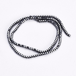 Original Color Non-magnetic Synthetic Hematite Beads Strands, Faceted, Rondelle, Original Color, 3x2mm, Hole: 0.8mm, about 82pcs/strand, 15.7 inch(40cm)