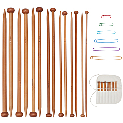 Перу 7пары 7стили бамбуковых спиц для вязания, В комплекте: 1холщовый пенал и 1алюминиевый держатель для ручек., Перу, 250~620x9.5~12 мм