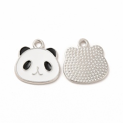Платина Подвески из эмали и сплава, очарование панды, платина, 16x16.5x1 мм, отверстие : 2 мм