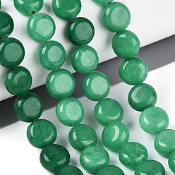 Средний Морско-зеленый Окрашенные природные белый нефрит бисер пряди, плоско-круглые, средний морской зеленый, 9.5~10.5x5.5~6 мм, отверстие : 0.8~1 мм, около 38~40 шт / нитка, 15.16~15.55'' (38.5~39.5 см)