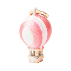 Hot Air Balloon Brass Enamel Pendants, Golden, Hot Air Balloon Charms, 17.5x10mm, Hole: 3.5mm
