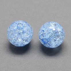 Cornflower Blue Transparent Crackle Acrylic Beads, Round, Cornflower Blue, 10mm, Hole: 2mm, about 938pcs/500g