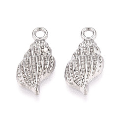 Нержавеющая Сталь Цвет 304 подвески из нержавеющей стали, очарование раковины, цвет нержавеющей стали, 20x10x4.5 мм, отверстие : 2 мм