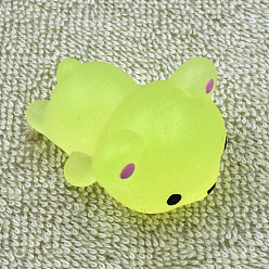 Green Yellow Luminous TPR Stress Toy, Funny Fidget Sensory Toy, for Stress Anxiety Relief, Glow in The Dark Bear, Green Yellow, 40mm