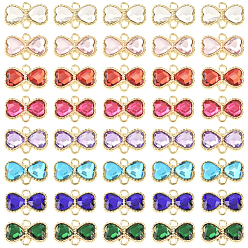 (52) Непрозрачная лаванда 48шт 8 цвета сплава стразы разъем подвески, золотые, бантом ссылки, разноцветные, 10.4x16.8 мм, 6 шт / цвет
