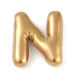 Letter N Ионное покрытие (ip) 304 подвески из нержавеющей стали, реальный 18 k позолоченный, Письмо N, 17.5x15.5x5 мм, отверстие : 2 мм