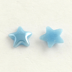 Mixed Color Pearlized Plated Opaque Glass Cabochons, Star, Mixed Color, 7.5x8x2mm