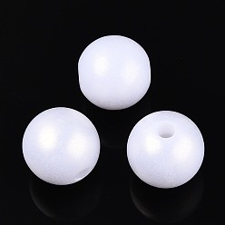 Белый Дым Прорезиненные радужные непрозрачные акриловые бусины, радужный, круглые, серый, 15.5 мм, отверстие : 3.8 мм, Около 259 шт / 500 г