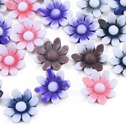 Mixed Color Opaque Resin Cabochons, Flower, Mixed Color, 9x9x2.5mm