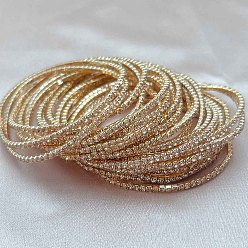 Светлый Колорадский Топаз Теннисные браслеты из латуни со стразами, эластичные браслеты для женщин, квадратный, lt.col.topaz, внутренний диаметр: 2-1/8 дюйм (5.25 см)