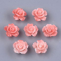 Светло-Коралловый Синтетических коралловых бусин, окрашенные, цветок, свет коралловый, 12x12x7 мм, отверстие : 1 мм