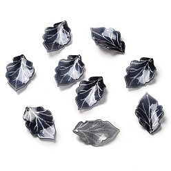 Midnight Blue Acrylic Pendants, Leaf, Midnight Blue, 25~26x15~16x3~4mm, Hole: 1~1.4mm