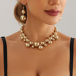 Золотой Ожерелья из круглых бусин из сплава и пластика для женщин, золотые, 15.75 дюйм (40 см)