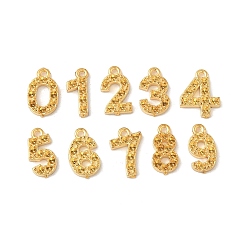 Золотой 10 шт. 304 подвески из нержавеющей стали со стразами, номер 0~9 очарование, золотые, пригодный для 1 стразами мм, 8~8.5x3.5~6.5x1~1.5 мм, отверстие : 0.7~0.8 мм