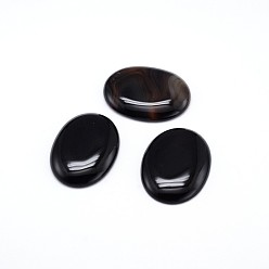 Black Dyed Natural Agate Cabochons, Oval, Black, 40x30x6mm