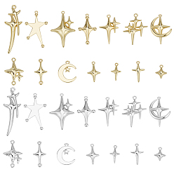 Platinum & Light Gold 2сумки 2цветные сплавы подвески, крест звезда и луна, платина и светлое золото, 12.5~46x9~23x1.5~5 мм, отверстие : 1.5~1.8 мм, 1 сумка / цвет