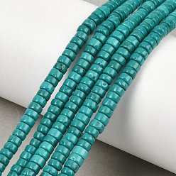 Средний Бирюзовый Бусины из натурального магнезита, окрашенная и подогревом, диск, Heishi бусы, средне бирюзовый, 4x2 мм, отверстие : 1 мм, около 168 шт / нитка, 15.43'' (39.2 см)