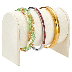 Бежевый Деревянные подставки для демонстрации браслетов, обитые бархатом, для держателя-органайзера для браслета, бежевые, 5.2x8.7x7.15 см