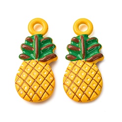 Ананас Подвески из сплава краски для выпечки, фруктовые прелести, ананас, 20x9x3 мм, отверстие : 2 мм