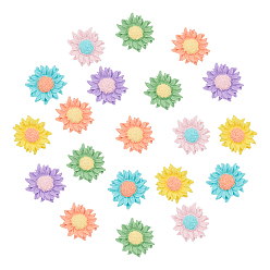 Mixed Color Opaque Resin Cabochons, Flower, Mixed Color, 36x33x7.5mm, 6 colors, 8pcs/color, 48pcs/set