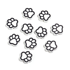 Белый Деревянные бусины, отпечаток лапы, белые, 19x20 мм, отверстие : 3 мм, 10 шт / комплект