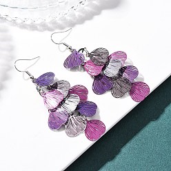 Темная Орхидея 430 серьги с подвесками в форме сердца из нержавеющей стали, с железными крюками серьги, платина, темные орхидеи, 76 мм