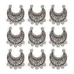 Argent Antique De style tibétain composants alliage de lustre liens, lune, argent antique, 26.1x31.2x4mm, Trou: 1.5mm