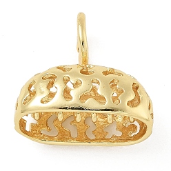 Настоящее золото 18K Стойки обшивки латунные подвески, долговечный, подвески без свинца и кадмия, с целью перехода в кольце, реальный 18 k позолоченный, 21.5x23x13 мм, отверстие : 6 мм