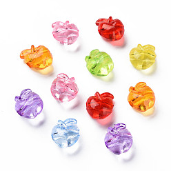 Mixed Color Transparent Acrylic Beads, Apple, Mixed Color, 11x9.5x6.5mm, Hole: 1.8mm, about 1400pcs/500g