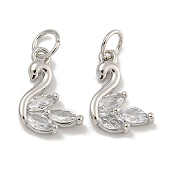 Платина Покрытие стойки латунь микропаве прозрачные кубические циркониевые подвески, без свинца и без кадмия, долговечный, гусь, платина, 18.5x9.5x5 мм, отверстие : 3.5 мм