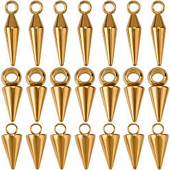 Golden 36Pcs 3 Styles Stainless Steel Charms, Cone Charm, Golden, 13~19x4.5~6mm, Hole: 2.5~3.5mm, 12pcs/style