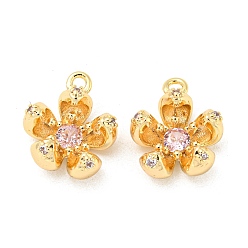 Настоящее золото 18K Латунный кулон со стеклом, , реальный 18 k позолоченный, 12x10.5x5 мм, отверстие : 1.2 мм