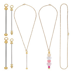 Golden DIY Beadable Pendant Necklace Making Kits, including 10Pcs 304 Stainless Steel Cable Chain Necklace, 10Pcs Bar Beadable, Golden, 19.69 inch(50cm), 10pcs