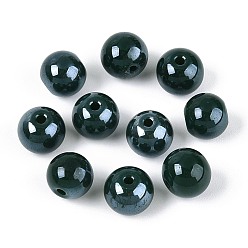 Темный Морско-зеленый Гальванизированные круглые стеклянные бусины нити, гальваническое покрытие, темно-зеленый, 8 мм, отверстие : 1.4~1.8 мм, о: 2500 шт / 1000 г