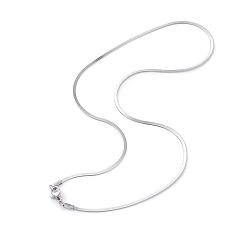 Stainless Steel Color 304 Stainless Steel Snake Chains Necklaces, with Lobster Clasps, Stainless Steel Color, 17.7 inch(45cm), 2mm