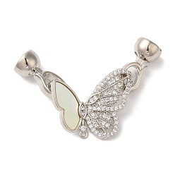 Платинированный Латунное микропейв, прозрачный кубический цирконий, складные застежки, без кадмия, без никеля и без свинца, с оболочкой, долговечный, Реальная платина, 45 мм, отверстие : 5.5 мм