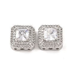 Платина Латунные микропаве из прозрачного кубического циркония, без кадмия, без никеля и без свинца, квадратный, платина, 11.5x11.5x7 мм, отверстие : 1.8 мм