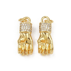Настоящее золото 18K Латунные микро проложить кубического циркония подвески, без кадмия и без свинца, жест, с целью перехода в кольце, реальный 18 k позолоченный, 22.5x8.5x5 мм, отверстие : 3 мм