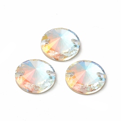 Light Crystal AB Конусообразная форма пришивается стразами, k 5 стеклянный страз, 2-отверстие ссылка, плоская спинка с покрытием, швейные украшения, свет кристалл AB, 16x5.5 мм, отверстие : 1.2 мм