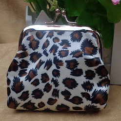 Разноцветный Сумочка трапециевидной формы из полиэстера, с железным каркасом кошелька платинового тона, принадлежности для американских кукол, рисунок для леопарда, красочный, 70x90 мм