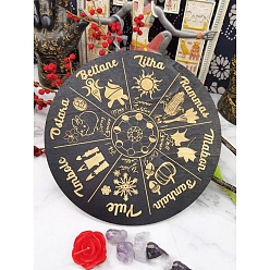 Черный Деревянная маятниковая доска, биолокация гадальная доска, для колдовства принадлежности для викканского алтаря, плоско-круглые, чёрные, 200 мм