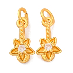 Матовый Золотой Цвет Латуни льда поручительств выбор щепотка, без кадмия, без никеля и без свинца, с четким кубического циркония, цветок, матовый золотой цвет, 17x8x9.5 мм, отверстие : 4 мм