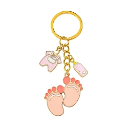 Pink Брелок из эмалевого сплава, с железными выводами, след, розовые, 8.6 см