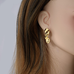 Золотой Геометрические нерегулярные 304 серьги-гвоздики из нержавеющей стали, золотые, 33x14 мм